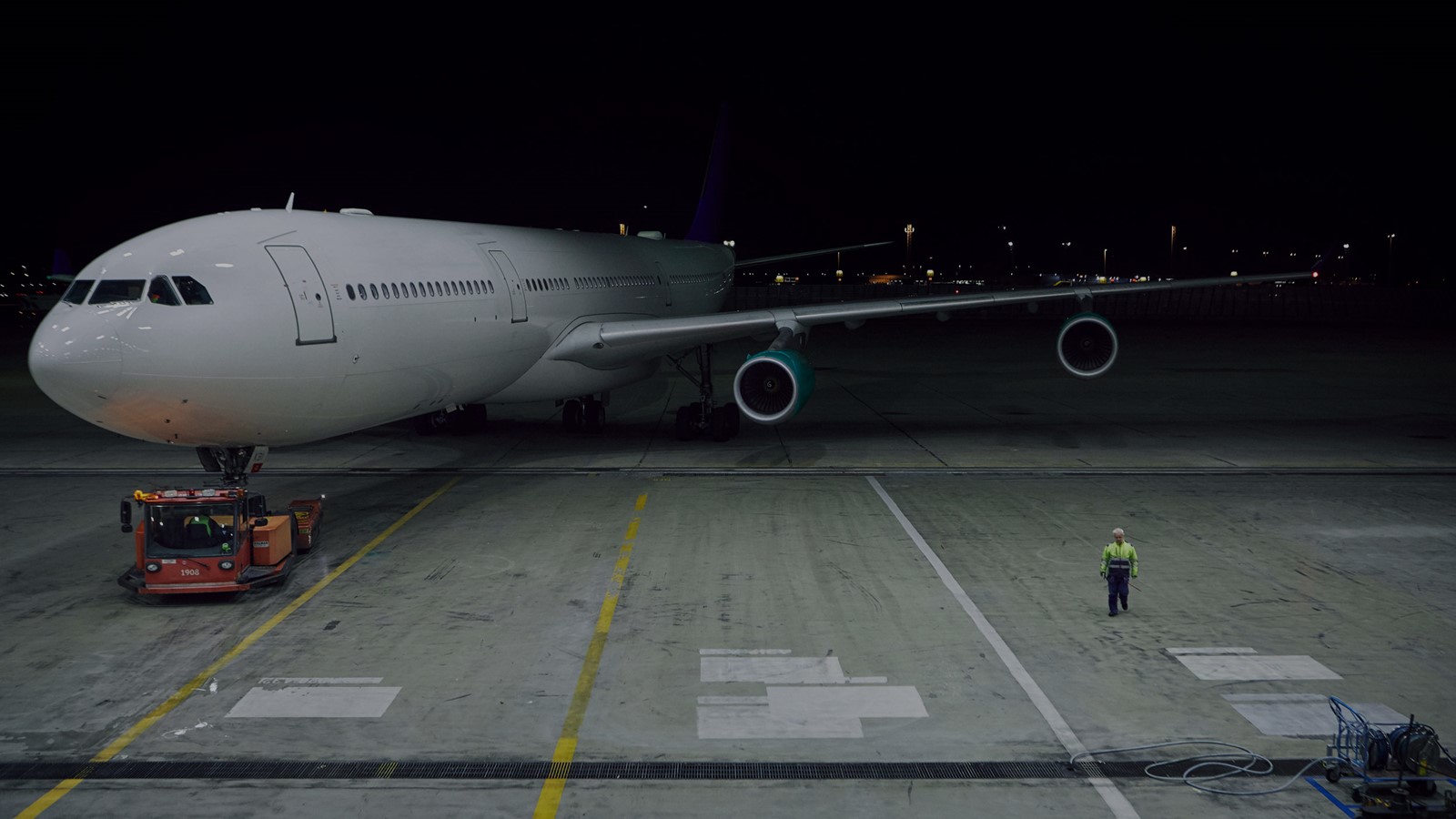 A plane being taxied